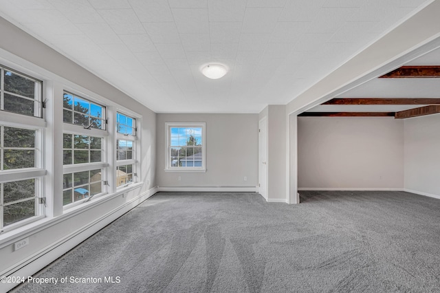 interior space with carpet flooring and a baseboard radiator