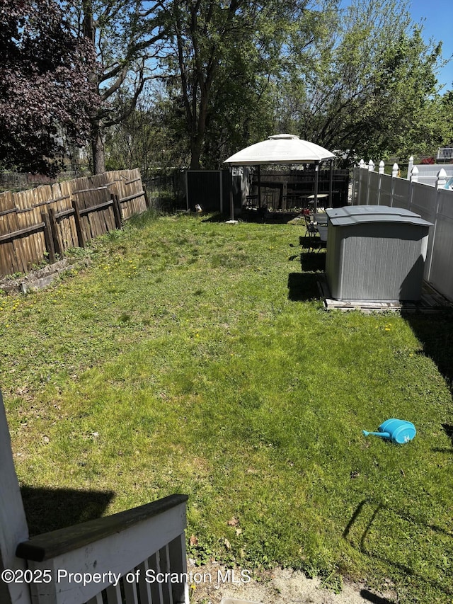 view of yard with a gazebo