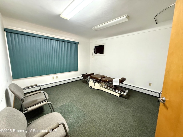 interior space featuring carpet and a baseboard radiator