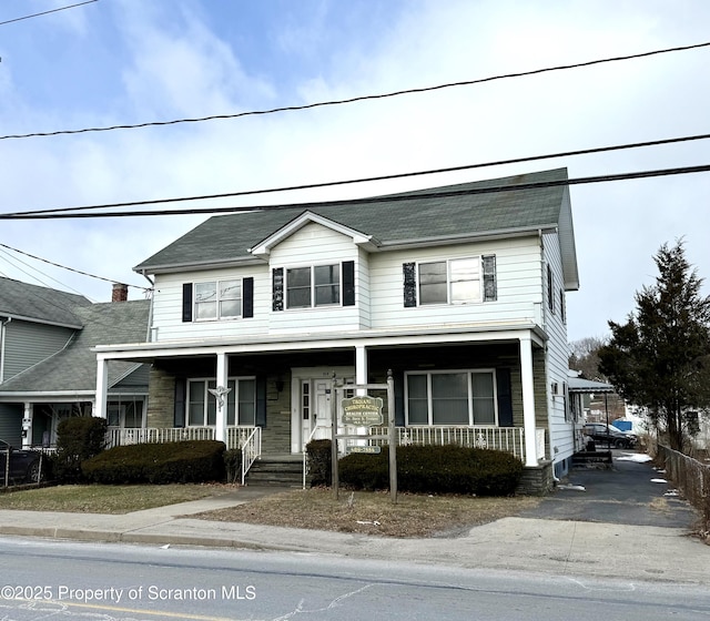 view of front of property with a porch