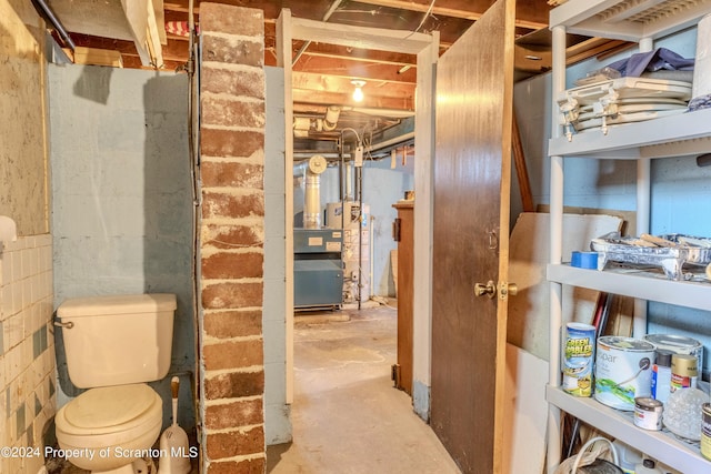 basement featuring water heater