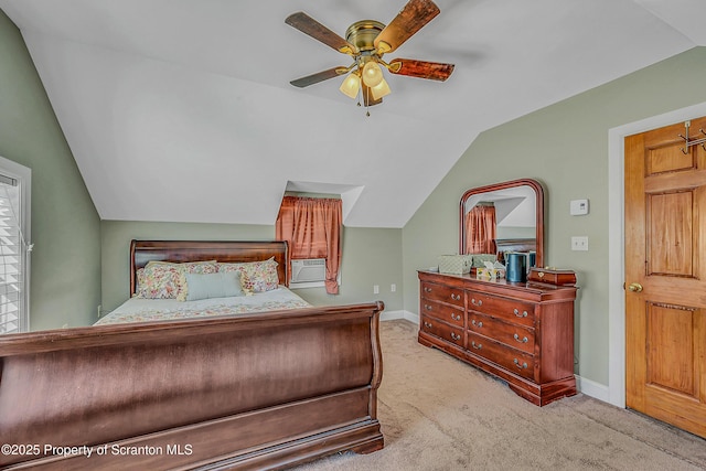 132 6th St, Blakely, PA 18447 - bedroom featuring vaulted ceiling, carpet, a ceiling fan, and cooling unit