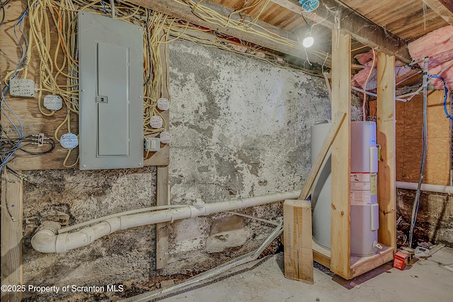 132 6th St, Blakely, PA 18447 - utility room with electric panel and electric water heater