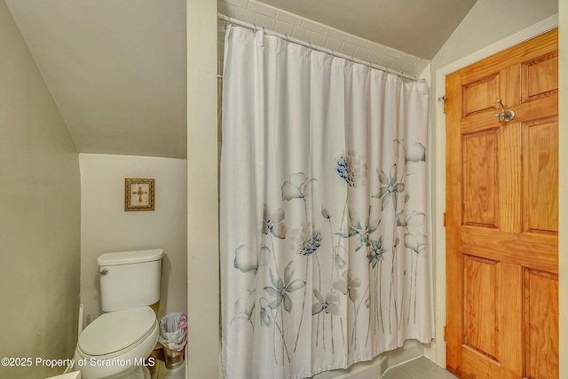 132 6th St, Blakely, PA 18447 - bathroom with toilet and lofted ceiling