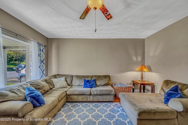 132 6th St, Blakely, PA 18447 - living room with ceiling fan and wood finished floors