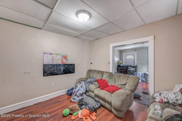 1116 Rock St Rear, Rear, Scranton, PA 18504 - living area with a paneled ceiling and wood finished floors