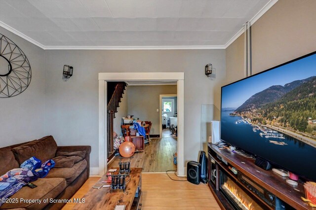 1014 Jackson St 1012, Scranton, PA 18504 - living area featuring wood finished floors and ornamental molding