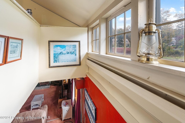 interior space featuring vaulted ceiling