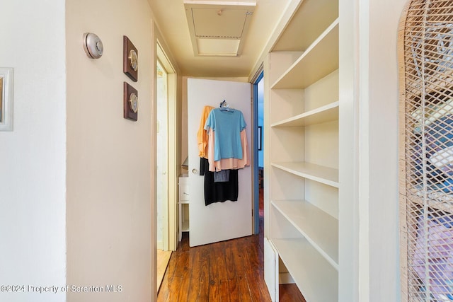 hall featuring dark hardwood / wood-style flooring