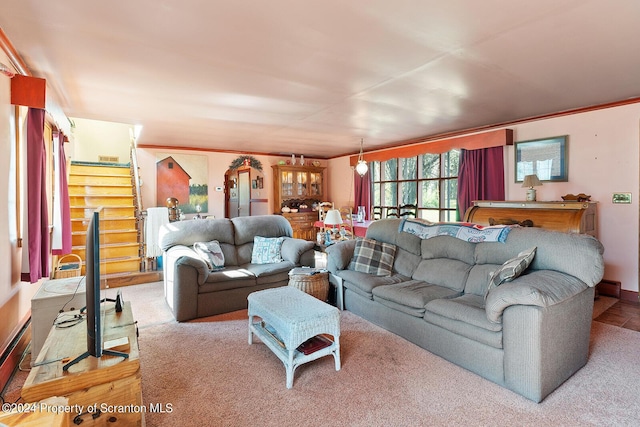 living room featuring carpet flooring