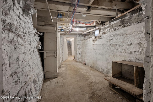 view of unfinished basement