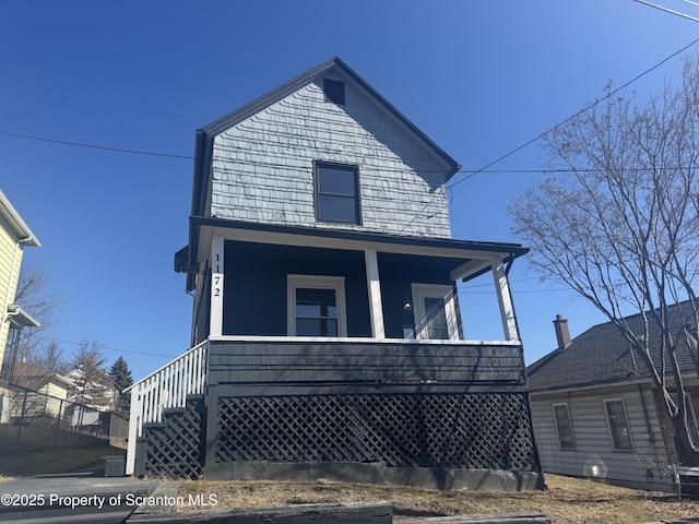 view of front of property with covered porch