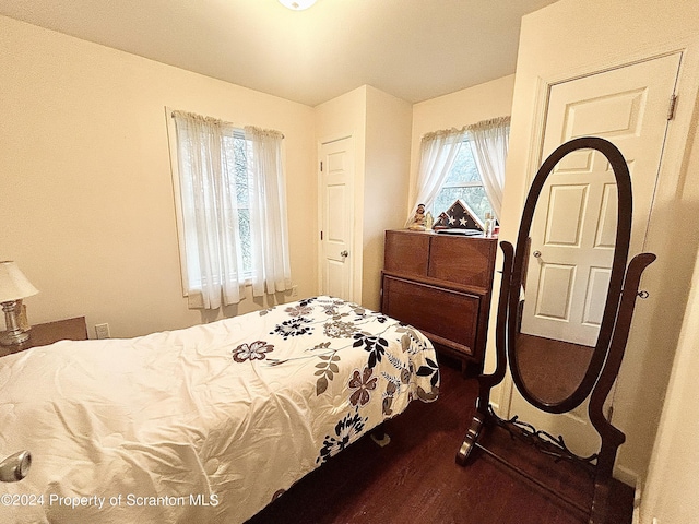 bedroom featuring dark wood-type flooring