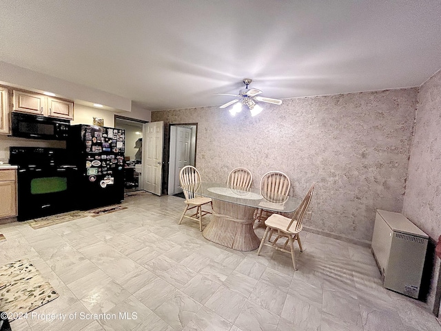 dining area featuring ceiling fan