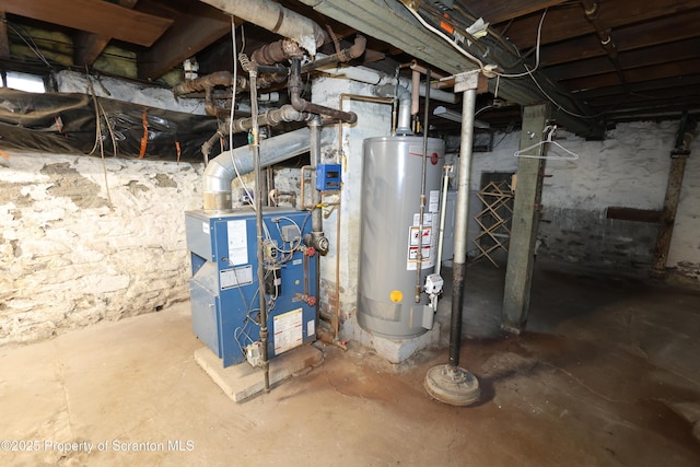 utilities with gas water heater and a heating unit