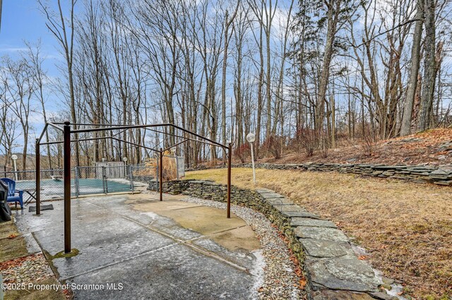 view of yard featuring fence