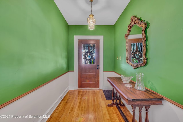 entryway with light hardwood / wood-style floors