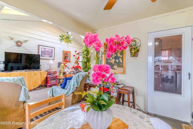 dining area featuring ceiling fan