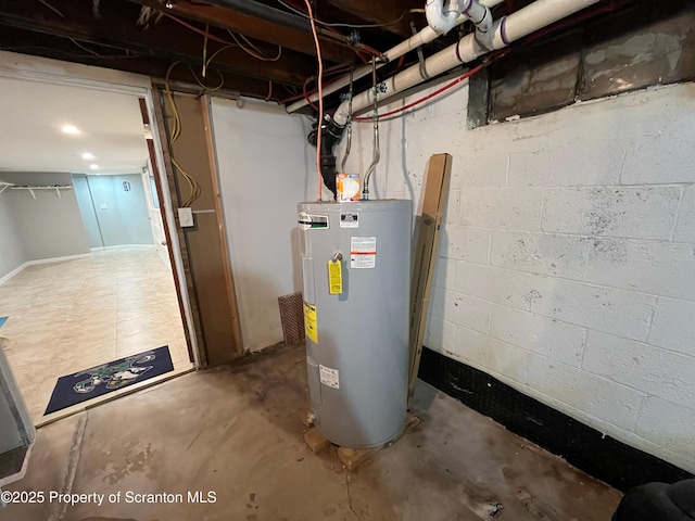utility room with water heater
