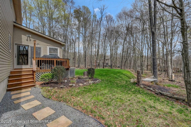 37 S Lehigh River Dr, Clifton Twp, PA 18424 - view of grassy yard with a deck