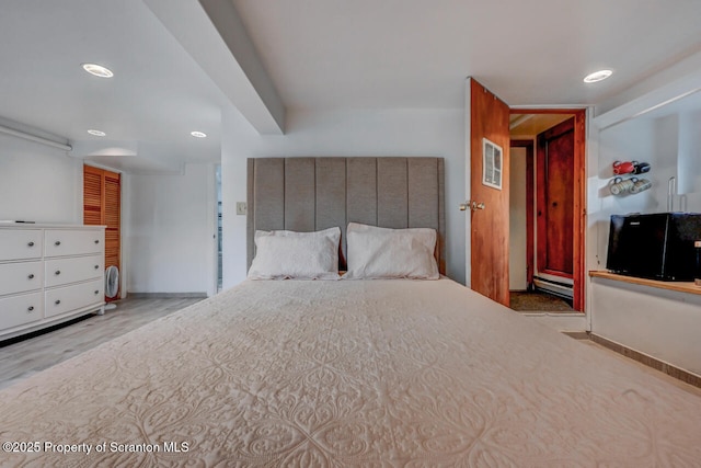 3222 Bluebird Dr, Bushkill, PA 18324 - bedroom with visible vents, wood finished floors, and recessed lighting