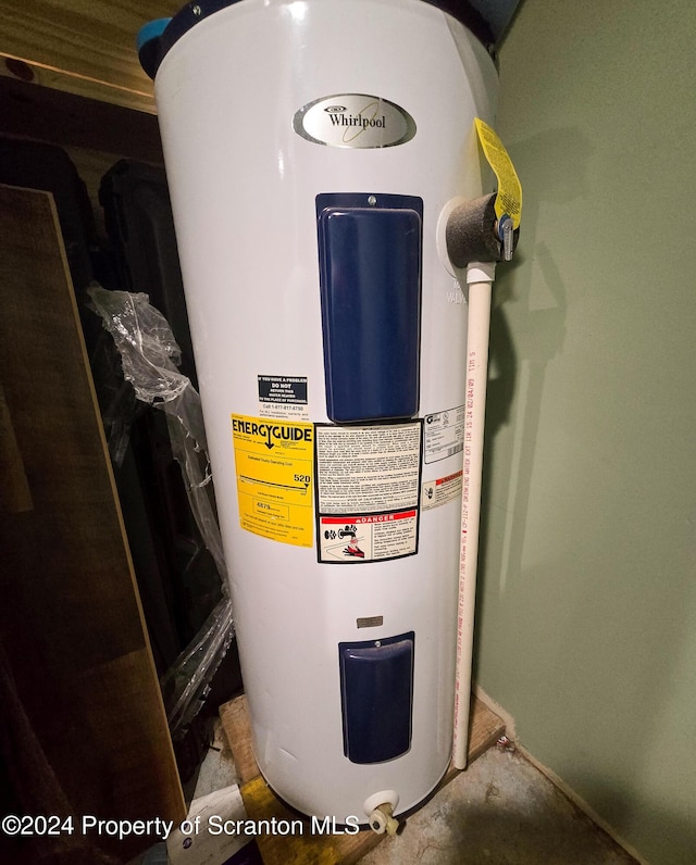 utility room featuring water heater