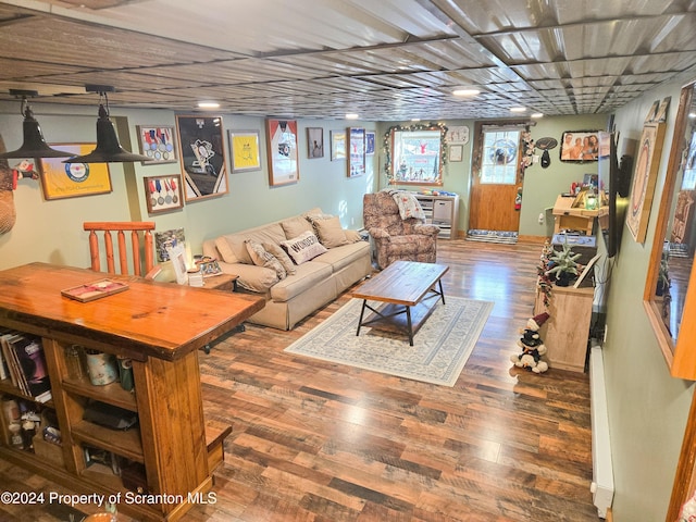 living room with wood-type flooring