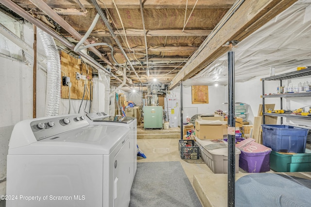 basement with washer and dryer