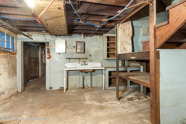 basement featuring sink