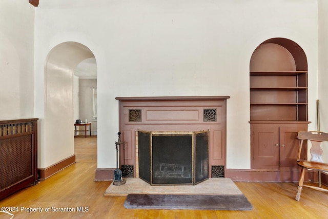 room details with hardwood / wood-style flooring and built in features