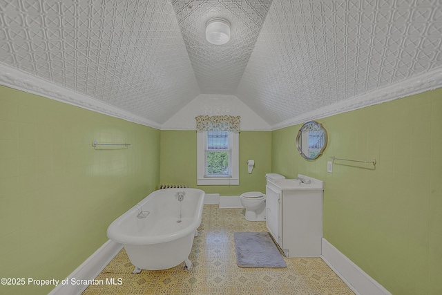 445 Leggett St, Scranton, PA 18508 - full bath with a freestanding bath, vaulted ceiling, and vanity