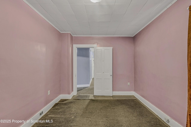 445 Leggett St, Scranton, PA 18508 - spare room featuring crown molding and dark carpet
