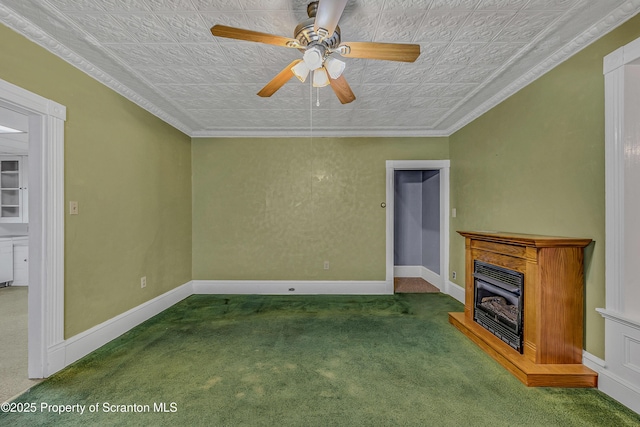 445 Leggett St, Scranton, PA 18508 - unfurnished living room with an ornate ceiling, carpet flooring, and ceiling fan