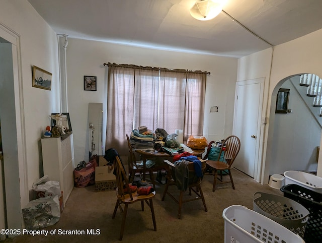 view of carpeted dining room