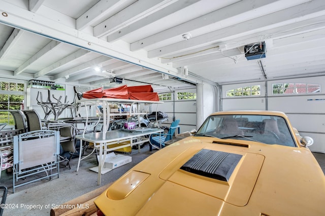 garage with a garage door opener