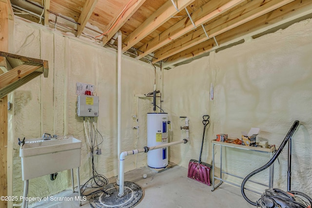 582 Lakeview Dr W, Lake Ariel, PA 18436 - unfinished basement featuring electric water heater and a sink