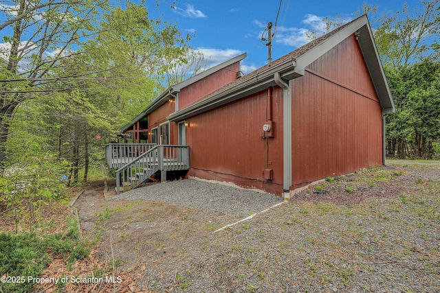 582 Lakeview Dr W, Lake Ariel, PA 18436 - view of property exterior featuring a deck and stairway