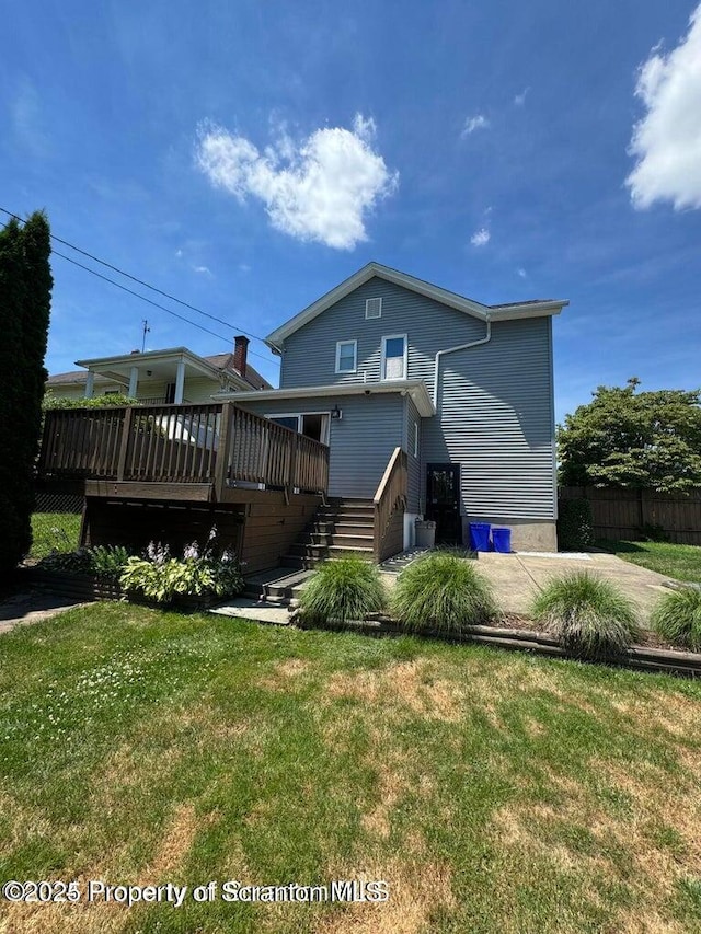 506 N Sumner Ave, Scranton, PA 18504 - back of property featuring a wooden deck and stairs