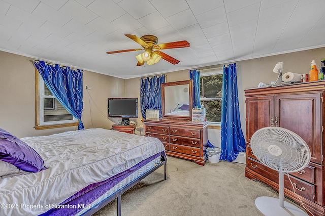 506 N Sumner Ave, Scranton, PA 18504 - carpeted bedroom with crown molding and a ceiling fan