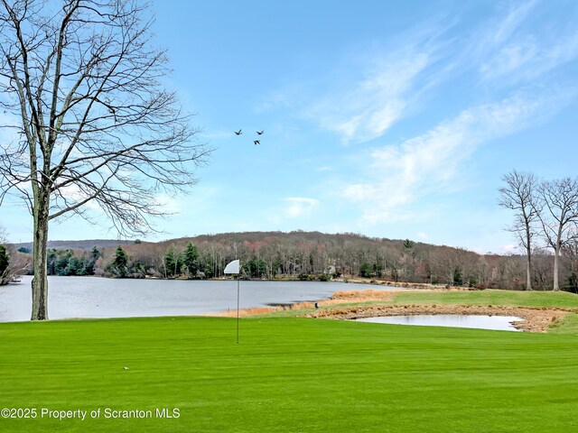 134 Laurel Hill Dr Unit 102, Greentown, PA 18426 - view of green lawn featuring a water view, view of golf course, and a view of trees