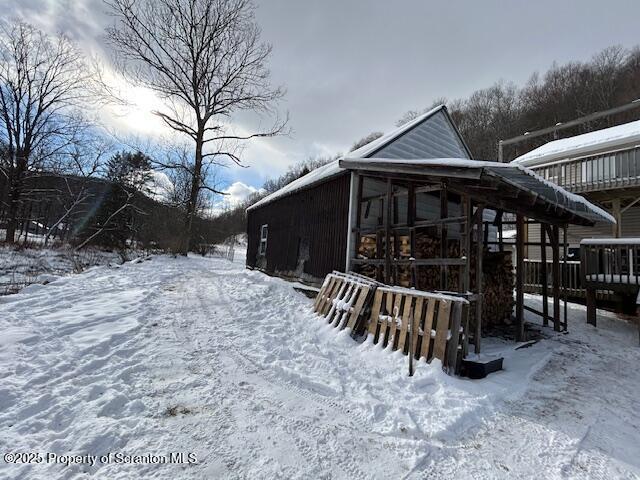 view of snow covered exterior