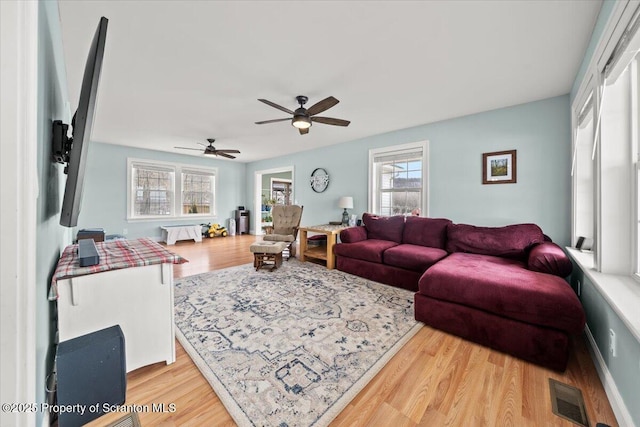 living room with wood-type flooring