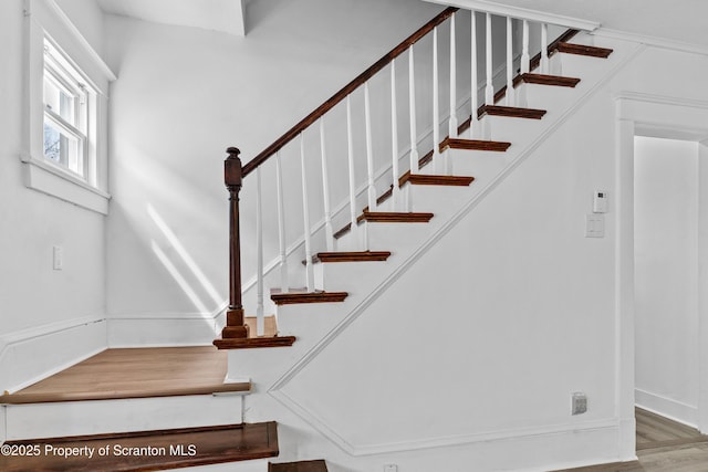 37 Goeringer Ave, Hanover Twp, PA 18706 - staircase featuring baseboards and wood finished floors