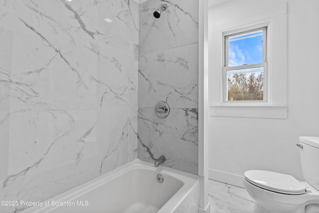 37 Goeringer Ave, Hanover Twp, PA 18706 - bathroom with baseboards,  shower combination, marble finish floor, and toilet