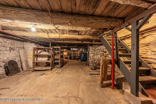 basement with water heater