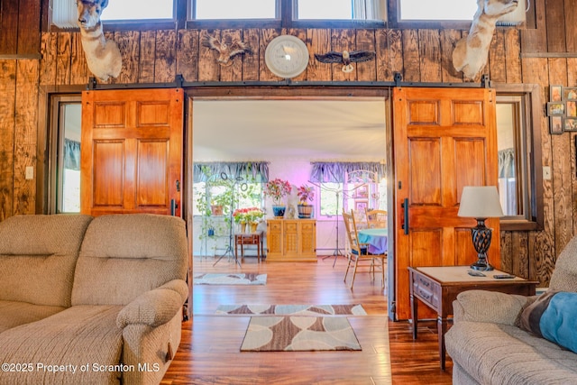 125 Frances Ln, Greentown, PA 18426 - living room with wooden walls and wood finished floors