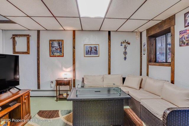 125 Frances Ln, Greentown, PA 18426 - living area with a baseboard radiator and a paneled ceiling