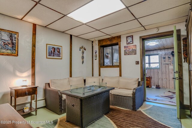 125 Frances Ln, Greentown, PA 18426 - living area featuring a paneled ceiling and baseboard heating