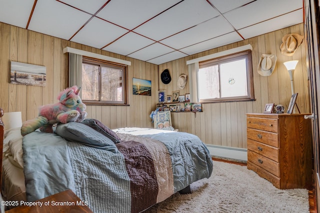 125 Frances Ln, Greentown, PA 18426 - bedroom featuring a baseboard heating unit and wooden walls