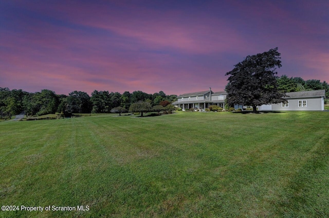 view of yard at dusk